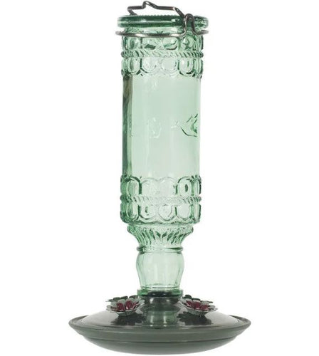 Perky-Pet® Green Antique Glass Bottle Hummingbird Feeder - 10 Oz Nectar Capacity