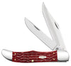 Case Peach Seed Jig Dark Red Bone CS Folding Hunter with Sheath