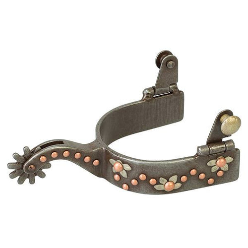Weaver Mens Spur with German Silver Floral Trim and Copper Accents