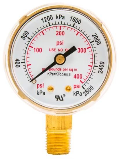 Forney Regulator Gauge, 2 in, 0-400 PSI