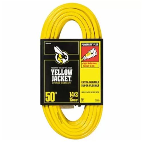 Power Zone 14/3 SJTW Yellow 50 FT Extension Cord