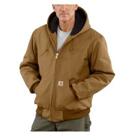 Duck Active Quilted Jacket With Hood, Flannel-Lined, Brown, Medium