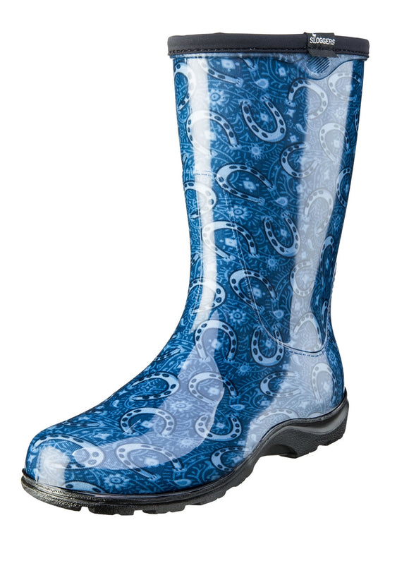 Sloggers Women's Rain & Garden Boot Horseshoe Paisley Blue Design