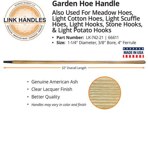 Seymour Link Handle 52 garden hoe Handle, 1/1/4 diameter, 3/8 bore, 4 ferrule