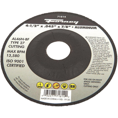 Forney Type 27 4-1/2 In. x 0.045 In. x 7/8 In. Aluminum Cut-Off Wheel