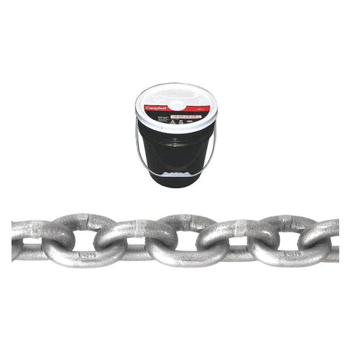 Campbell 1/4 Grade 43 High Test Chain, Zinc Plated, 150' per Round Pail