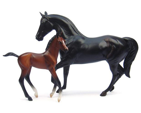 Breyer Raven Black Morgan Mare & Red Bay Foal